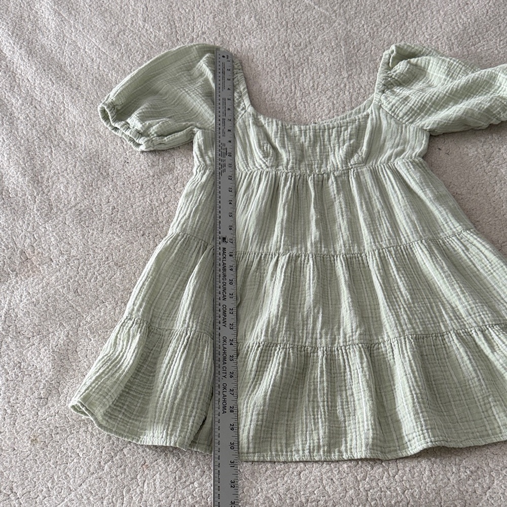 Every Babydoll Sage Green Puff Sleeve Mini Dress XS - Picture 6 of 7